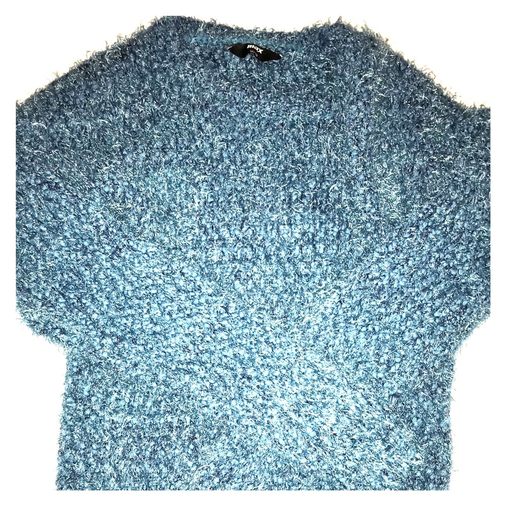 Cute fuzzy sea-green sweater!
